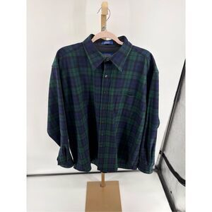 Pendleton Mens Wool Lodge Button Up Shirt  Green Plaid Size XL Blackwatch Tartan